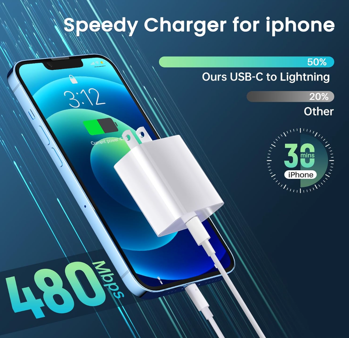 USB C Charger & Lightning Cable (2 Pack)